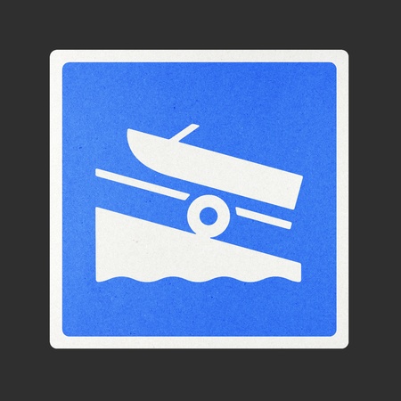 Marina traffic sign recycled paper on white background.の写真素材
