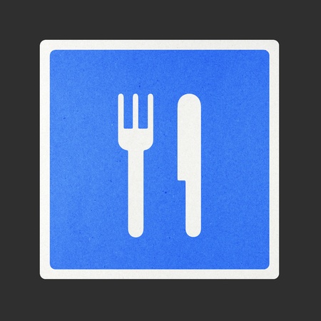Restaurant traffic sign recycled paper on white background.の写真素材