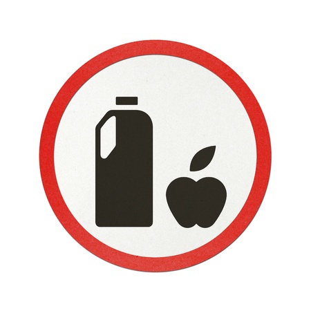 Food traffic sign recycled paper on white background.の写真素材