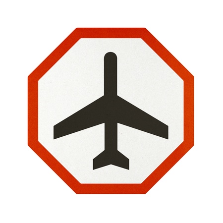Air traffic sign recycled paper on white background.の写真素材