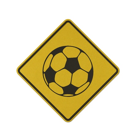 Soccer Ball traffic sign recycled paper on white background.の写真素材