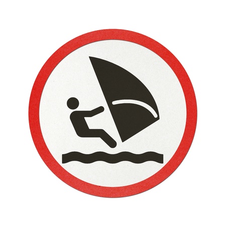 Windsurfing traffic sign recycled paper on white background.の写真素材