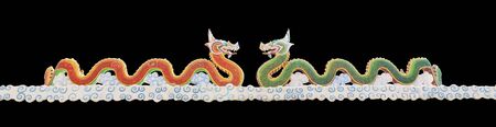 Thai style dragon statue isolated on white background.の写真素材
