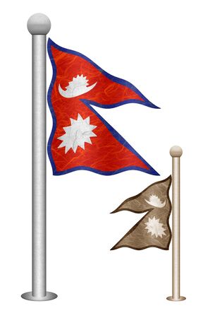 Nepal flag waving on the wind. Flags of countries in Asia. Mulberry paper on white background.の写真素材