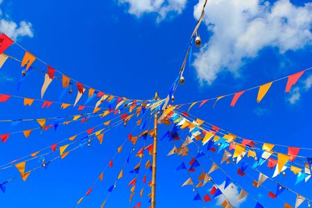 Colorful Small triangular decorative flags, pennonsの写真素材
