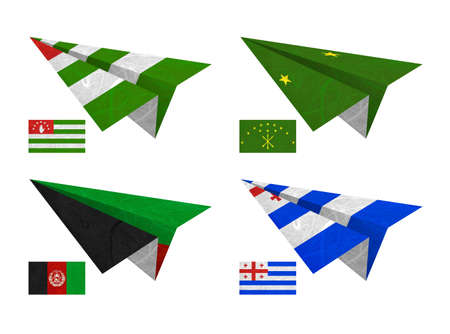 Nation Flag. Airplane recycled paper on white background. ( Abkhazia , Adygea , Afghanistan , Ajaria )の写真素材