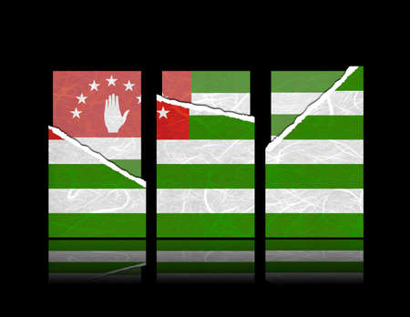 Abkhazia flag of tear paper with gift cards  Mulberry paper on black background の写真素材