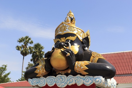 Rahu statue of giant in traditional Thai style molding art in Wat Sman Rattanaram in Chachoengsao province at thailand.の写真素材