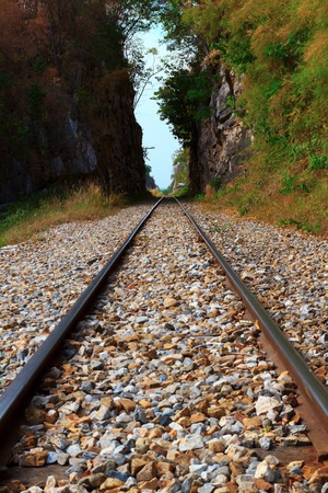 Railway beside the River Kwai in Kanchanaburi Thailand.の写真素材