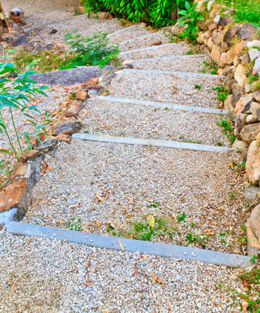Way down stair in home garden.の写真素材