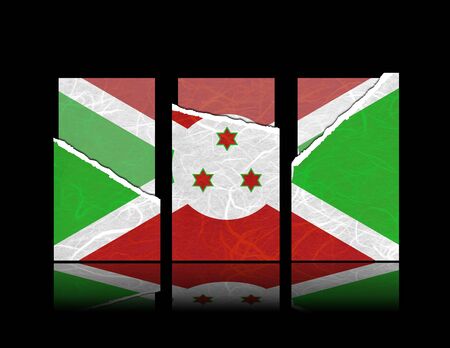 Burundi flag of tear paper with gift cards  Mulberry paper on black background の写真素材