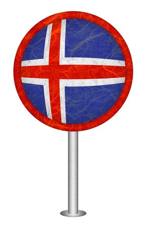 Iceland flag sign  Mulberry paper on white background の写真素材