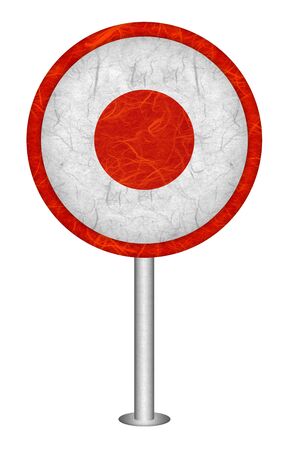 Japan flag sign  Mulberry paper on white background の写真素材