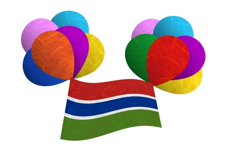 Gambia flag balloon on the wind. Mulberry paper on white background.の写真素材