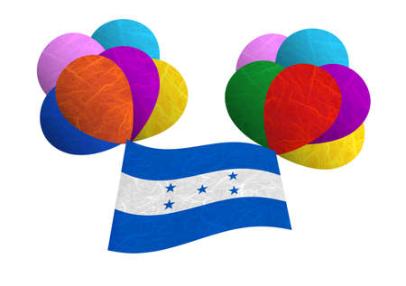 Honduras flag balloon on the wind  Mulberry paper on white background の写真素材