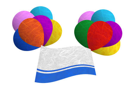 Altai Republic flag balloon on the wind. Mulberry paper on white background.の写真素材