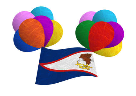 American Samoa flag balloon on the wind. Mulberry paper on white background.の写真素材