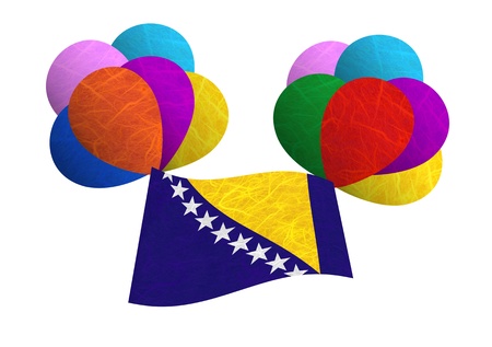 Bermuda flag balloon on the wind. Mulberry paper on white background.の写真素材
