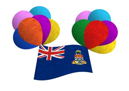 Cayman Islands flag balloon on the wind. Mulberry paper on white background.の写真素材