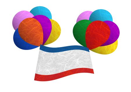 Crimea flag balloon on the wind. Mulberry paper on white background.の写真素材