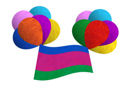 Kuban Peoples Republic flag balloon on the wind. Mulberry paper on white background.の写真素材