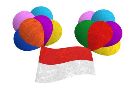 Monaco flag balloon on the wind. Mulberry paper on white background.の写真素材