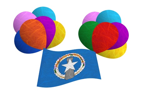 Northern Mariana Islands flag balloon on the wind. Mulberry paper on white background.の写真素材
