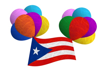 Puerto Rico flag balloon on the wind. Mulberry paper on white background.の写真素材
