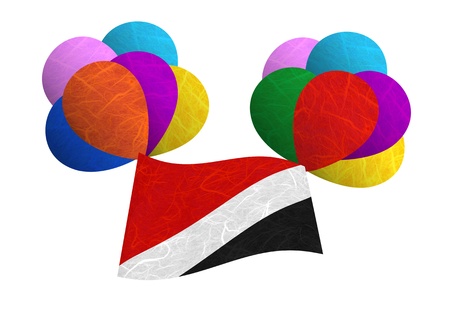 Sealand Principality flag balloon on the wind. Mulberry paper on white background.の写真素材