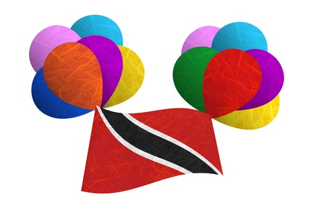Trinidad and Tobago flag balloon on the wind. Mulberry paper on white background.の写真素材