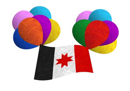 Udmurtia flag balloon on the wind. Mulberry paper on white background.の写真素材