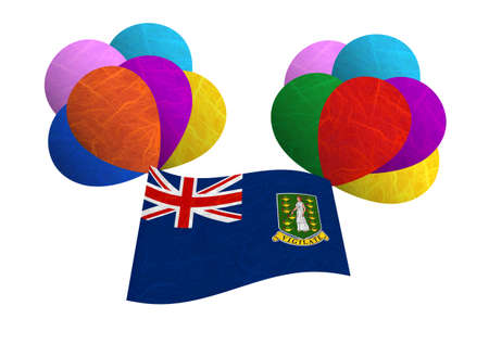 Virgin Islands - UK flag balloon on the wind. Mulberry paper on white background.の写真素材