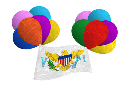 Virgin Islands - US flag balloon on the wind. Mulberry paper on white background.の写真素材