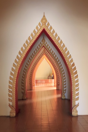 Tunnel door in the thai church at Thailand の写真素材