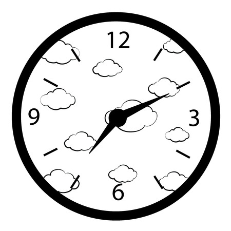Black outline vector clock on white background.のイラスト素材