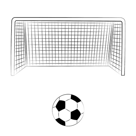 Black outline vector soccer on white background.のイラスト素材