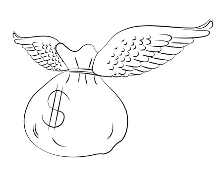 Black outline vector money on white background.のイラスト素材