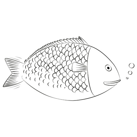 Vector stylized image of sea-fish on white background.のイラスト素材