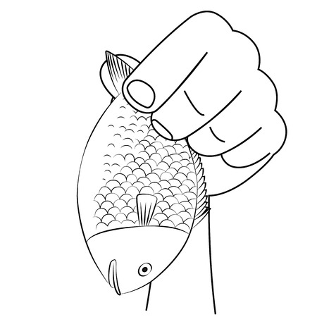 Vector stylized image of sea-fish on white background.のイラスト素材