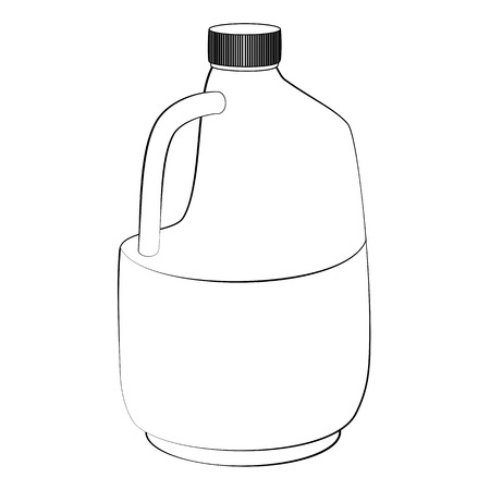 Black outline vector gallon bottles on white background.のイラスト素材