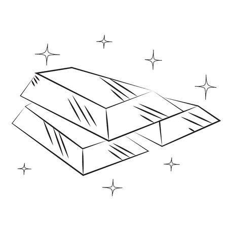 Black outline vector gold bar on white background.のイラスト素材