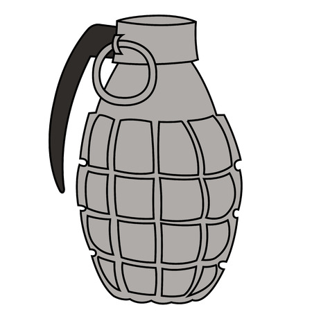 Black outline vector hand grenade on white background.のイラスト素材