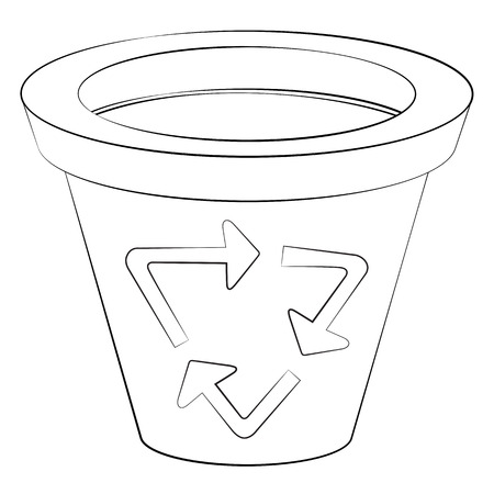 Outline of garbage can or recycle bin on white background.のイラスト素材
