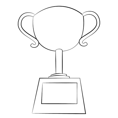 Black outline vector Trophy on white background.のイラスト素材