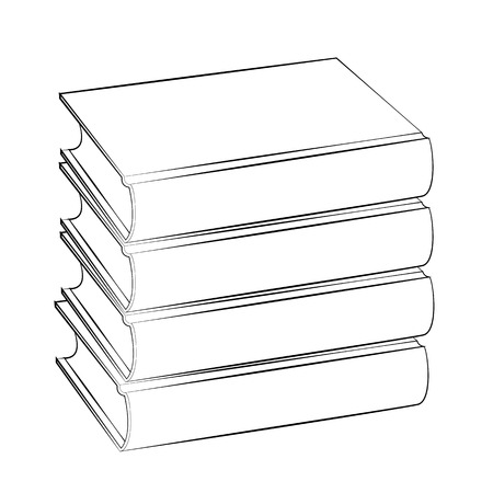 Black outline vector Book on white background.のイラスト素材