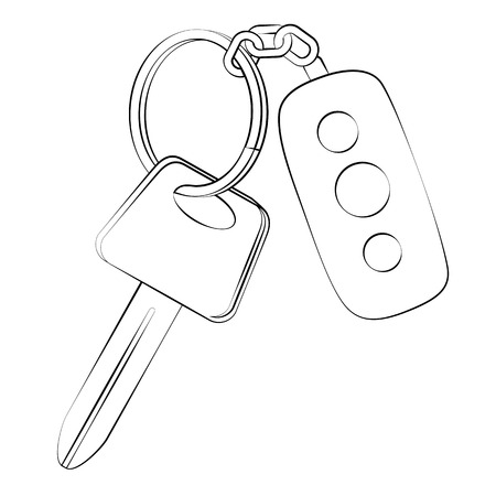 Black outline vector Car key on white background.のイラスト素材