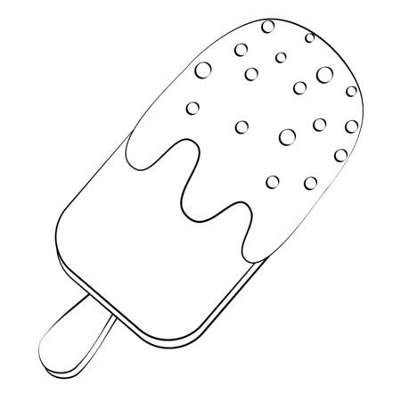 Black outline vector ice cream on white background.のイラスト素材