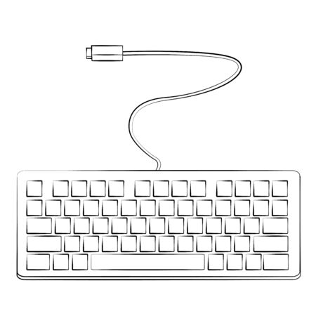 Black outline vector Keyboard on white background.のイラスト素材