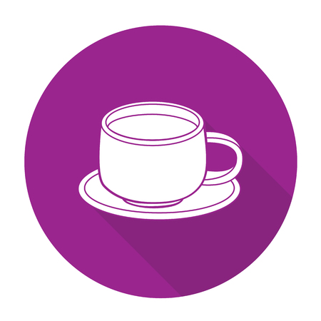 White vector coffee cup on color circle background.のイラスト素材