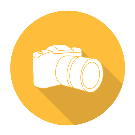 White vector camera on color circle background.のイラスト素材